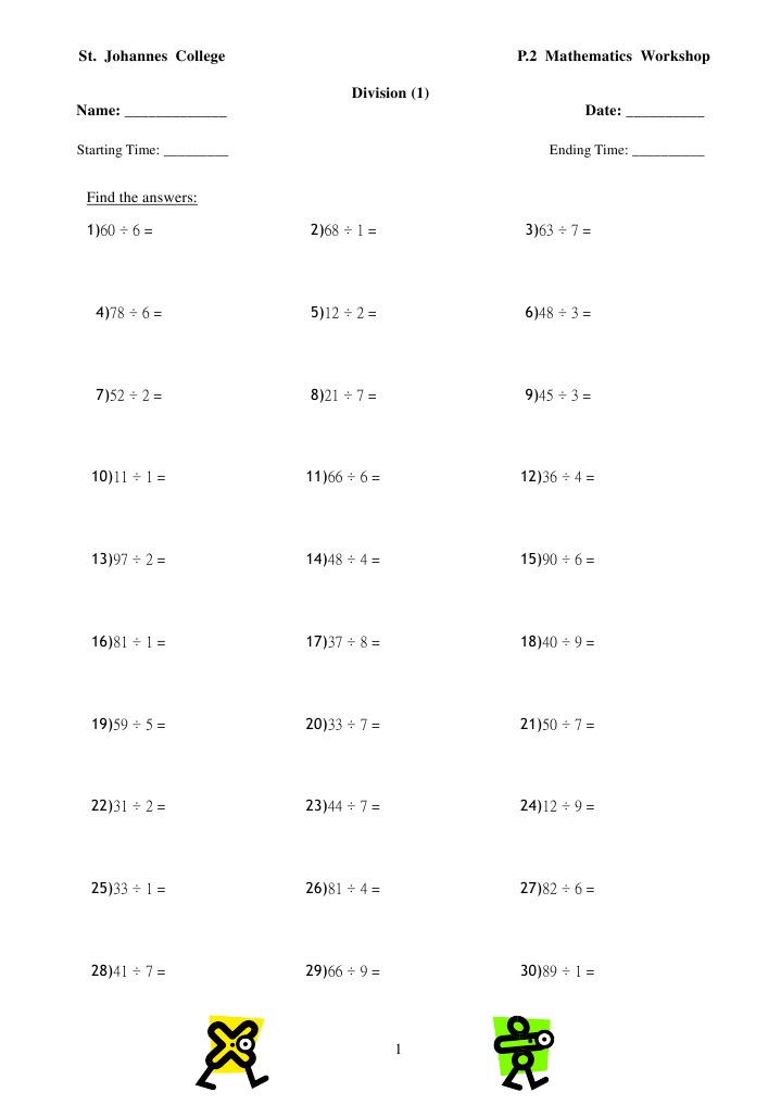P2 Division Math Workshop Exercises | PDF | Teaching Mathematics