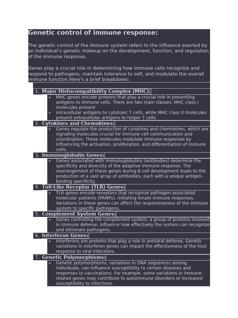 Genetic Influence on Immune Response | PDF | Immune System | Major ...