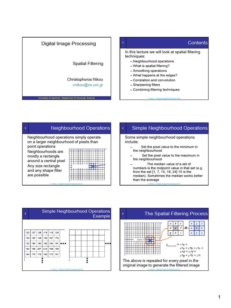 Spatial Filtering Techniques in Image Processing | PDF | Algorithms ...