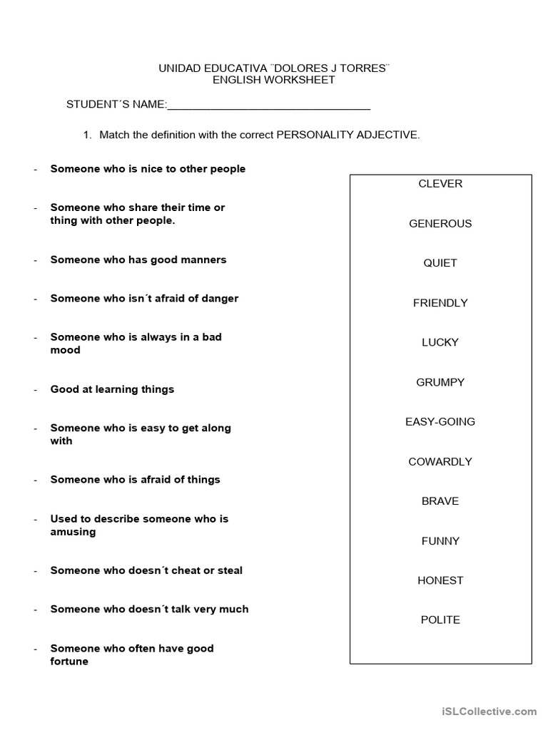 Personality Adjectives | PDF