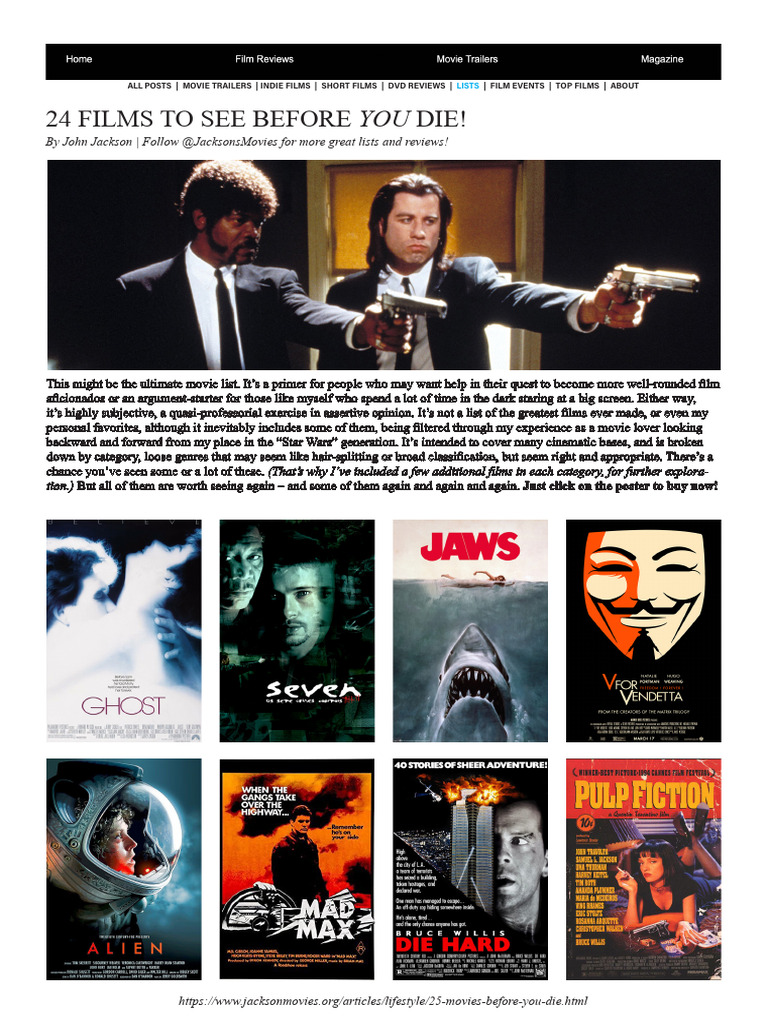 24 Must-See Films Before You Die | PDF
