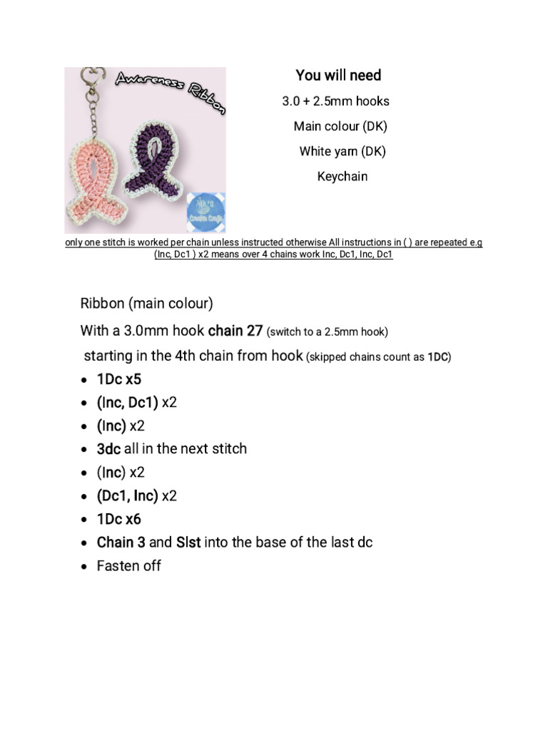 Awareness Ribbon Bs Creative Crafts | PDF