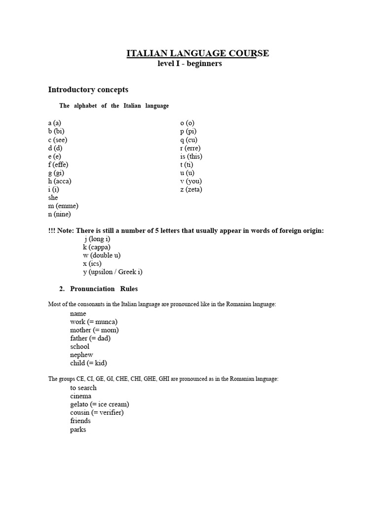 Beginner's Italian Language Course | PDF | Linguistics | Languages