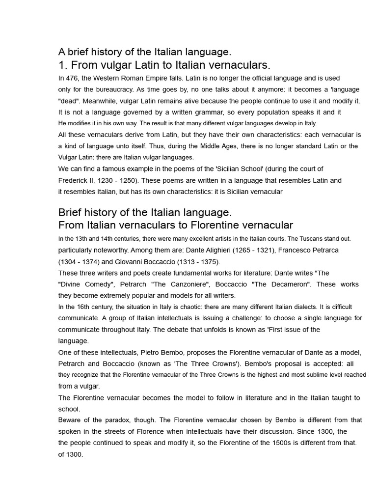 Evolution of the Italian Language | PDF | Giovanni Boccaccio | Italian ...