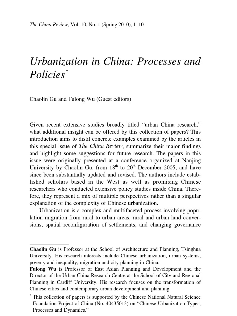 Urbanization Processes in China | PDF | China | World Politics