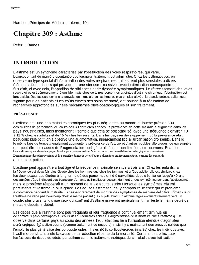 Asthme : Prévalence et Facteurs de Risque | PDF | Asthme | Macrophage