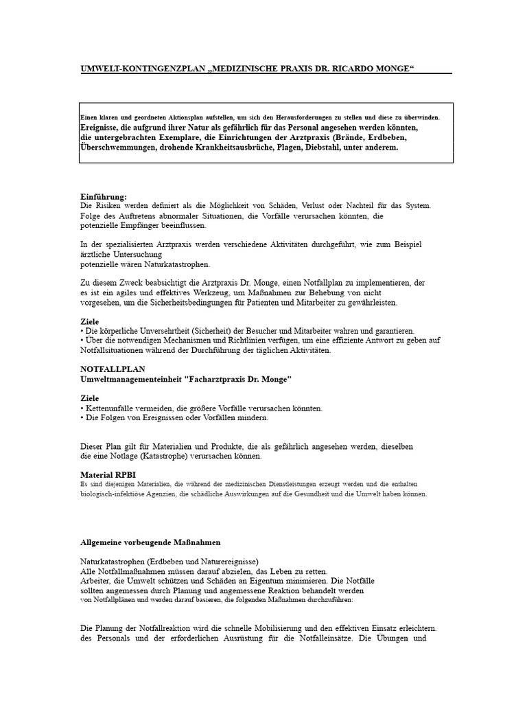 Notfallplan Dr. Ricardo Monge | PDF