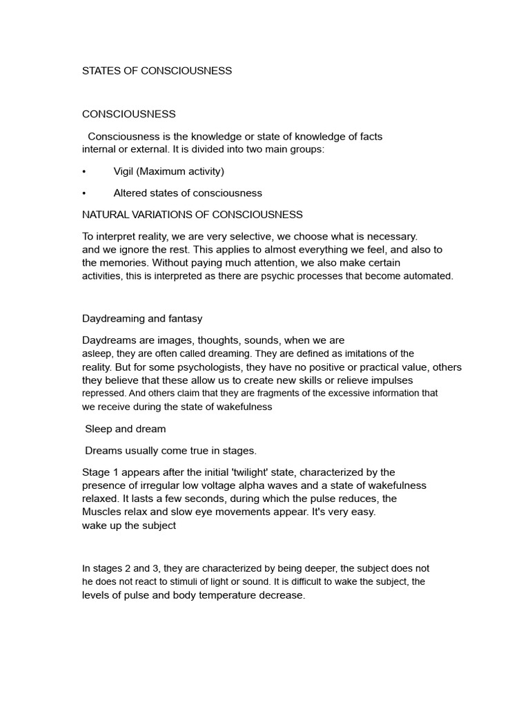 Understanding States of Consciousness | PDF | Psychoactive Drugs | Sleep