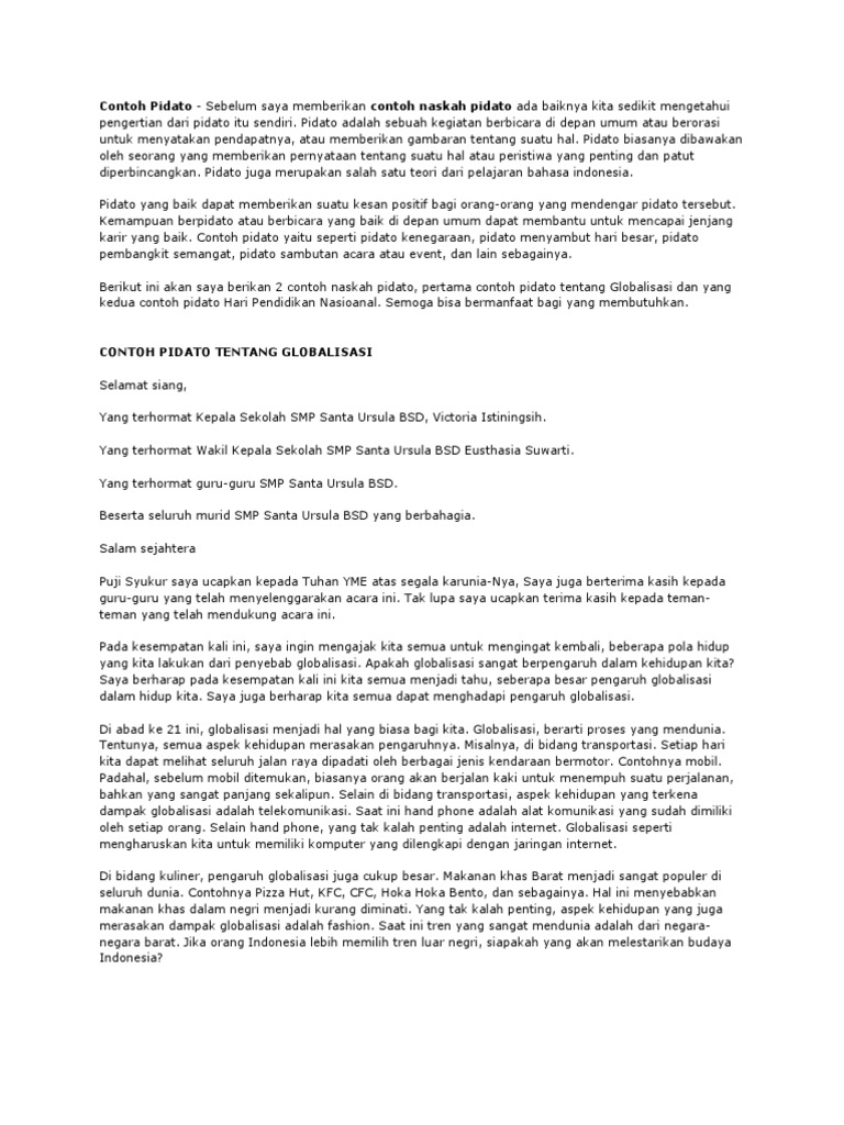 Contoh Teks Berbicara Di Depan Umum Terkait Teks