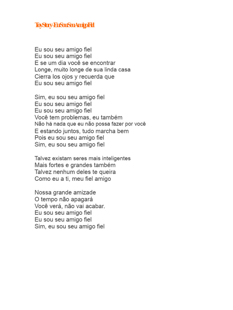Eu Sou Seu Amigo Fiel - Letra | PDF