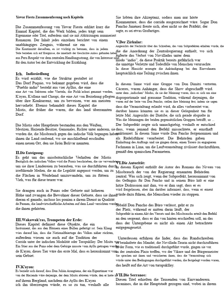 Yawar Fiesta Zusammenfassung | PDF