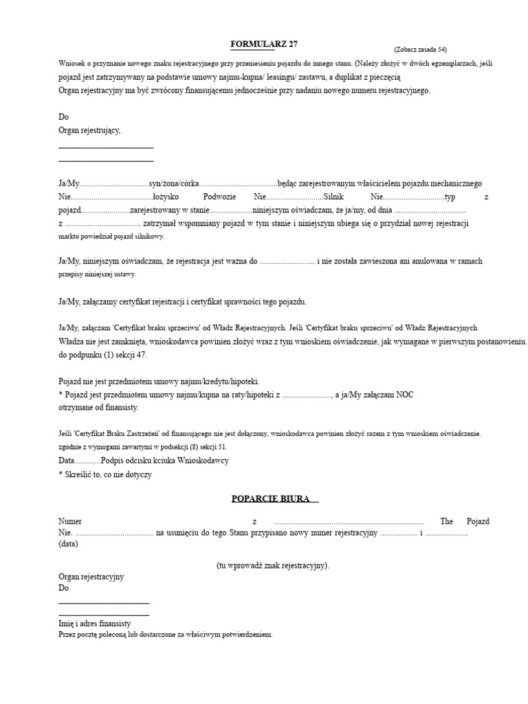 Formularz 27 | PDF