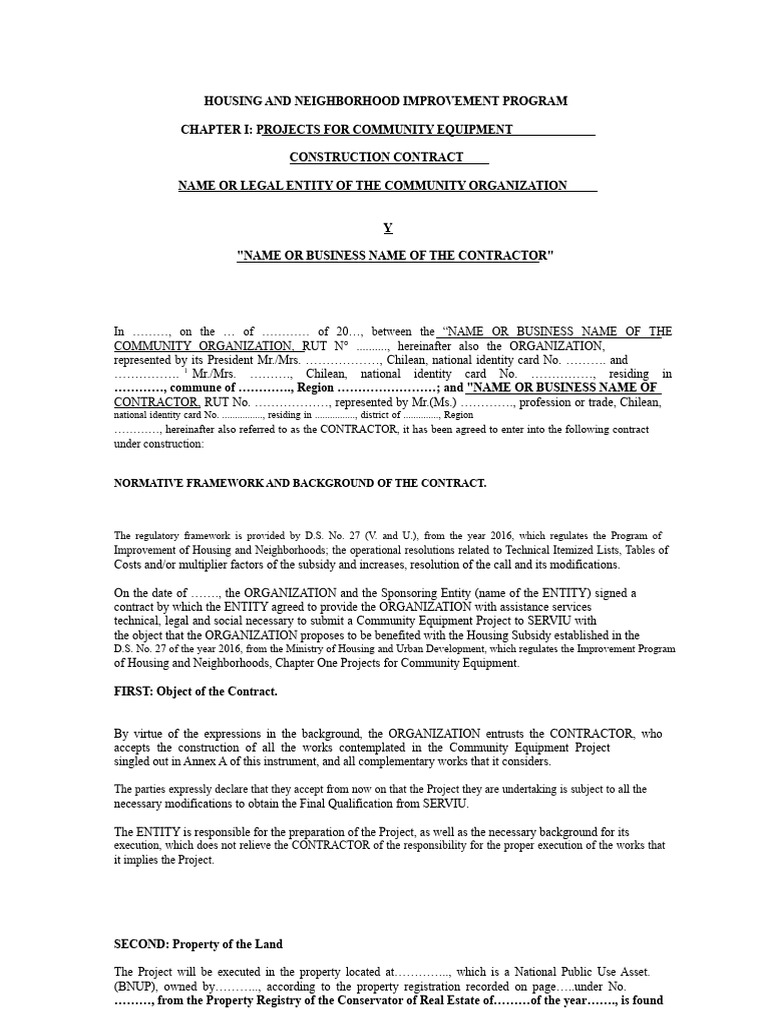 Contract Works Chapter I D.S 27 Community Equipment | PDF | Employment ...