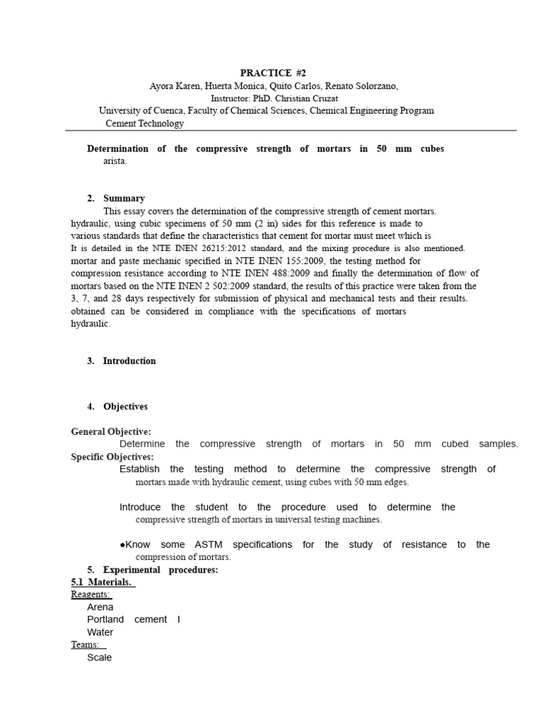 Compressive Strength of 50mm Mortar Cubes | PDF | Mortar (Masonry) | Cement