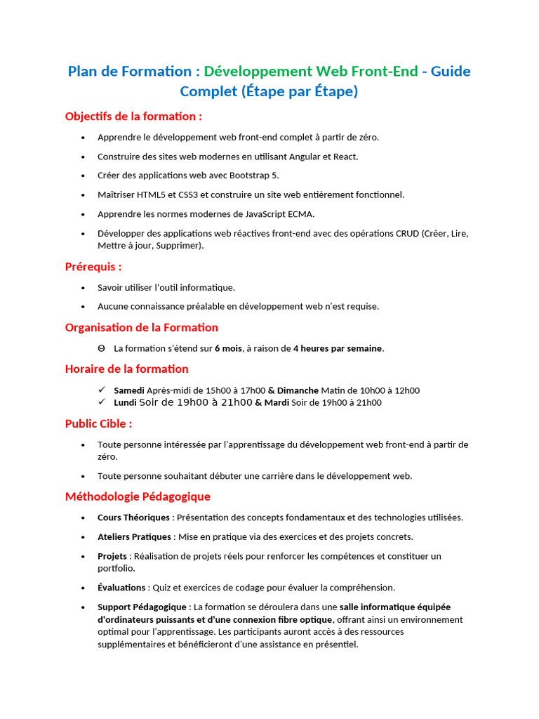 Formation Développement Web Front-End | PDF | Html | JavaScript