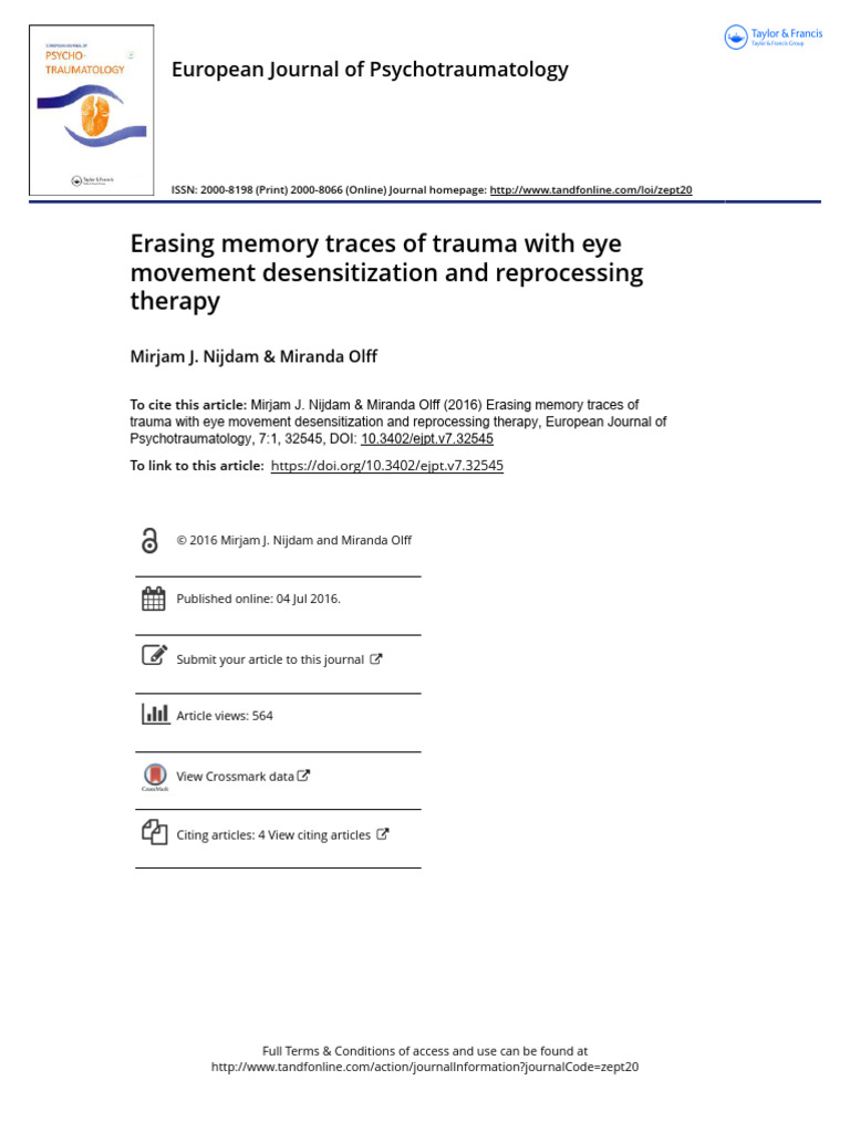 Erasing Memory Traces of Trauma | PDF | Eye Movement Desensitization ...