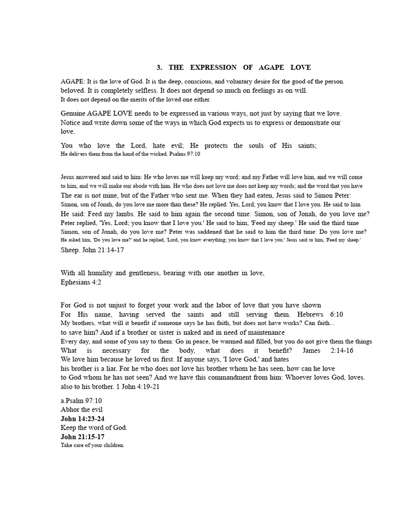 Understanding Agape Love Expressions | PDF | Love | Saint Peter