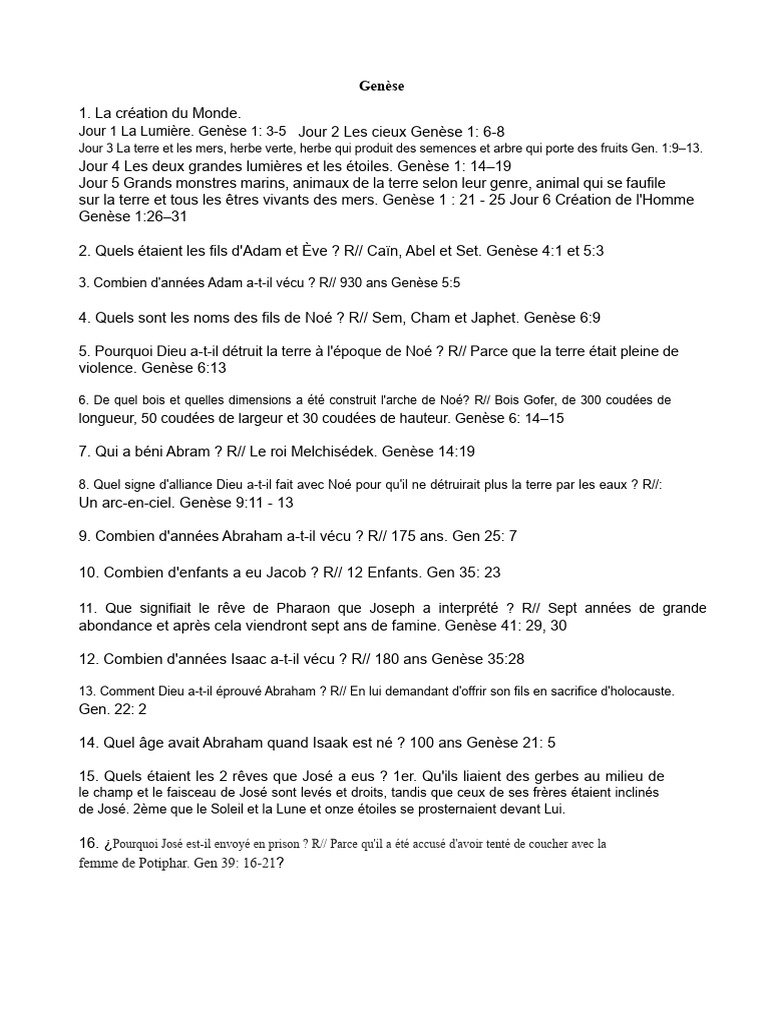 Résumé des récits de la Genèse | PDF | Livre de la Genèse | Noé