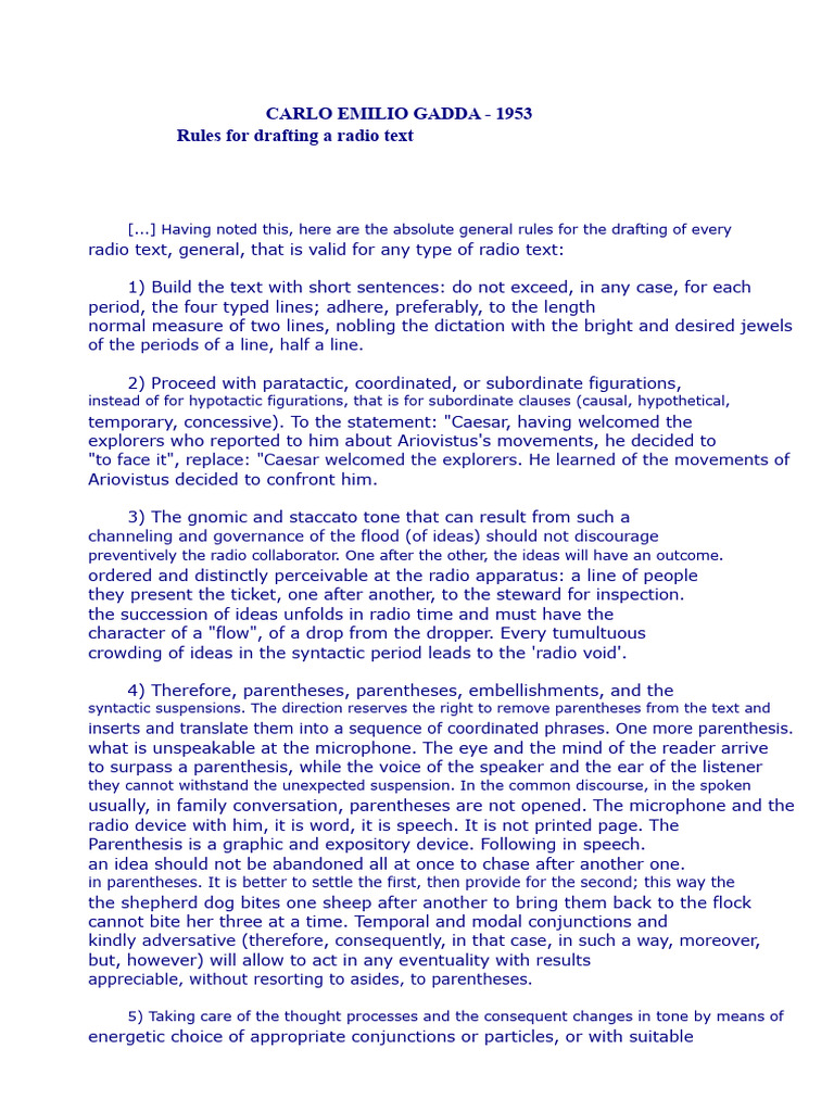 Radio Text Drafting Guidelines | PDF | Bracket | Verb