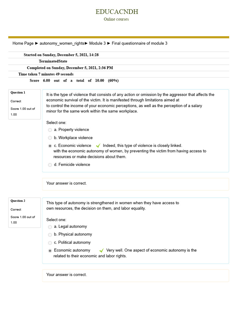Final Questionnaire of Module 3 | PDF | Violence | Labour Economics