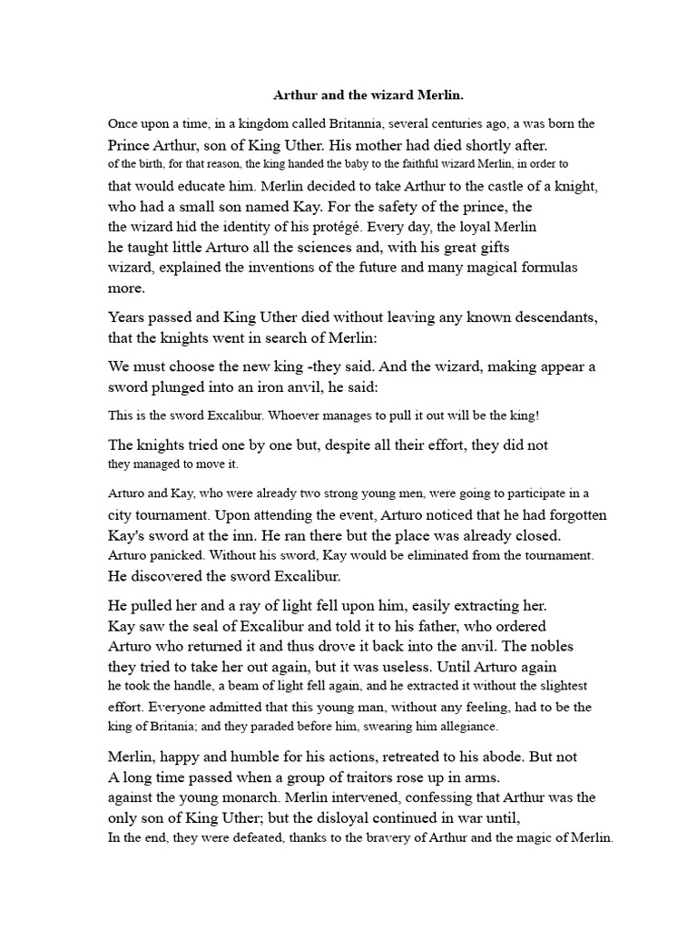 Arthur and The Wizard Merlin | PDF | Excalibur | Merlin