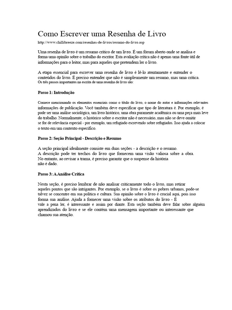 Guia Prático para Escrever Resenha de Livro | PDF | Abstract (resumo ...