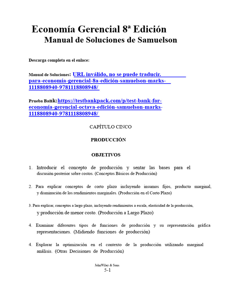 Manual de Soluciones de Economía Gerencial 8 Edición Samuelson 1 | PDF ...