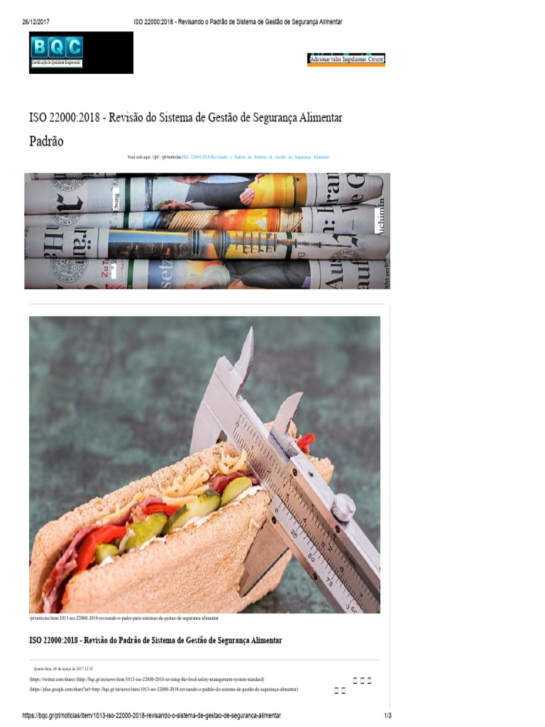 Revisão da ISO 22000:2018 em Segurança Alimentar | PDF