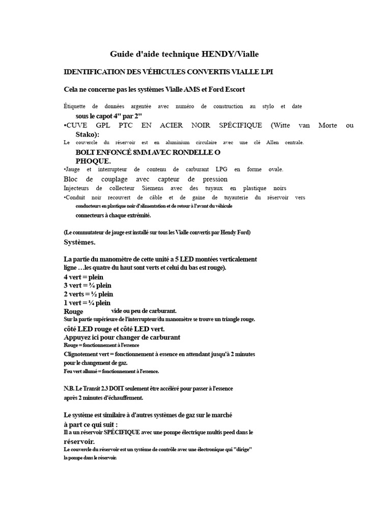 Guide technique Vialle LPI pour véhicules | PDF | Allumage | Injection ...