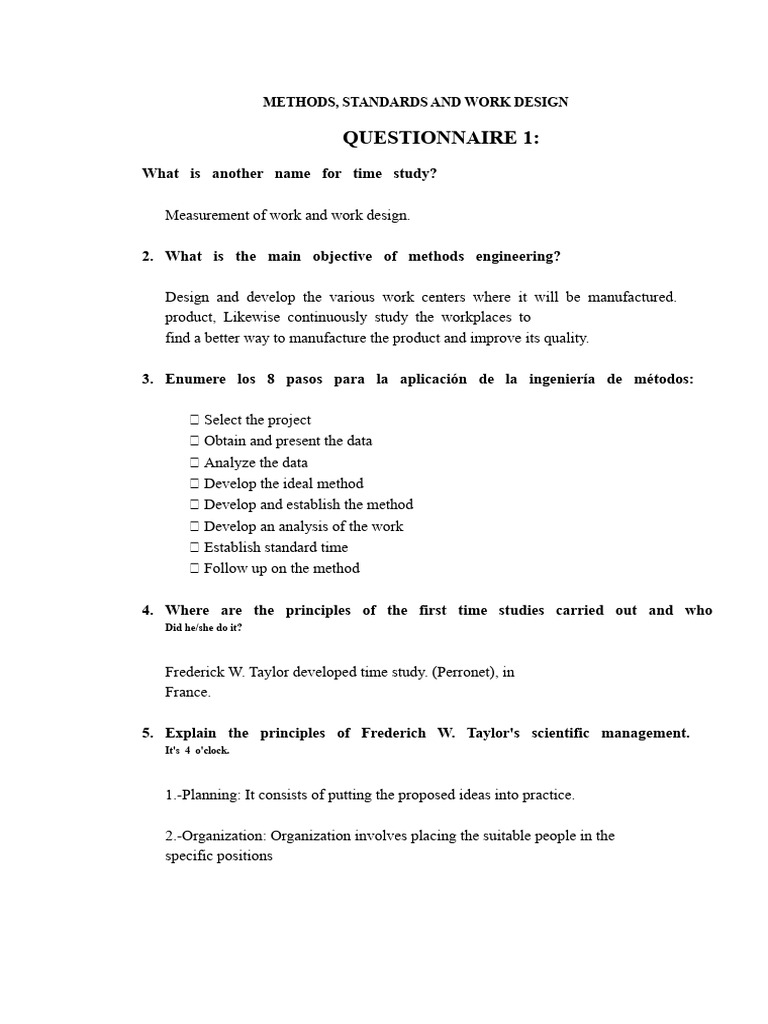 Questionnaire 1 and 2 | PDF