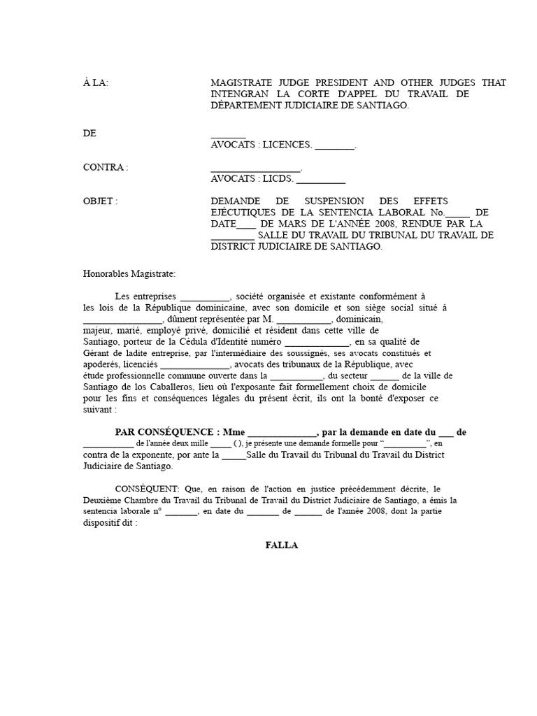 Demande de Suspension d'Exécution Judiciaire | PDF | Compétence | Juge