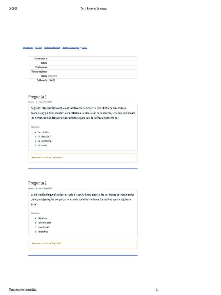 Test 1 Attempt Review Summary | PDF