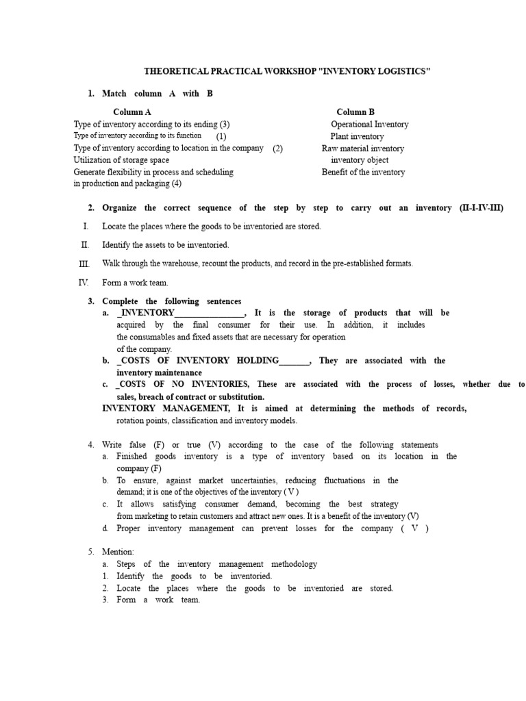 Theoretical and Practical Workshop On Logistics and Distribution | PDF ...