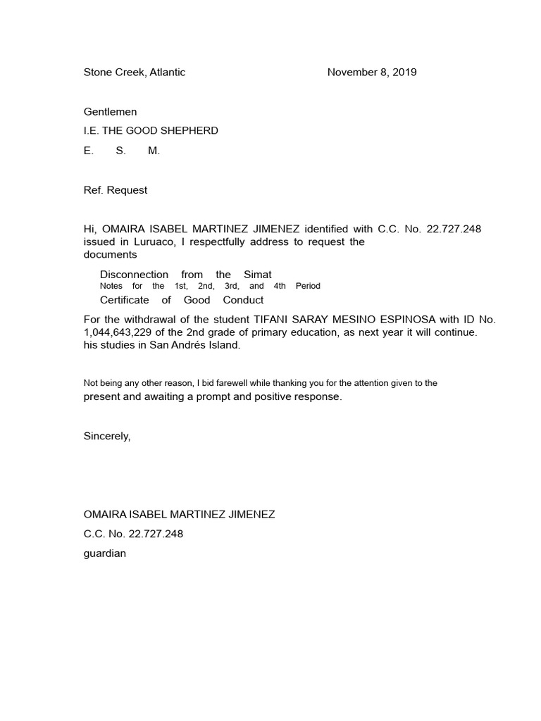 Withdrawal Letter School | PDF