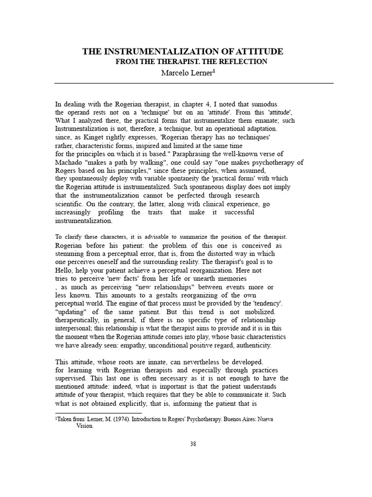 The Instrumentalization of The Therapist's Attitude | PDF ...