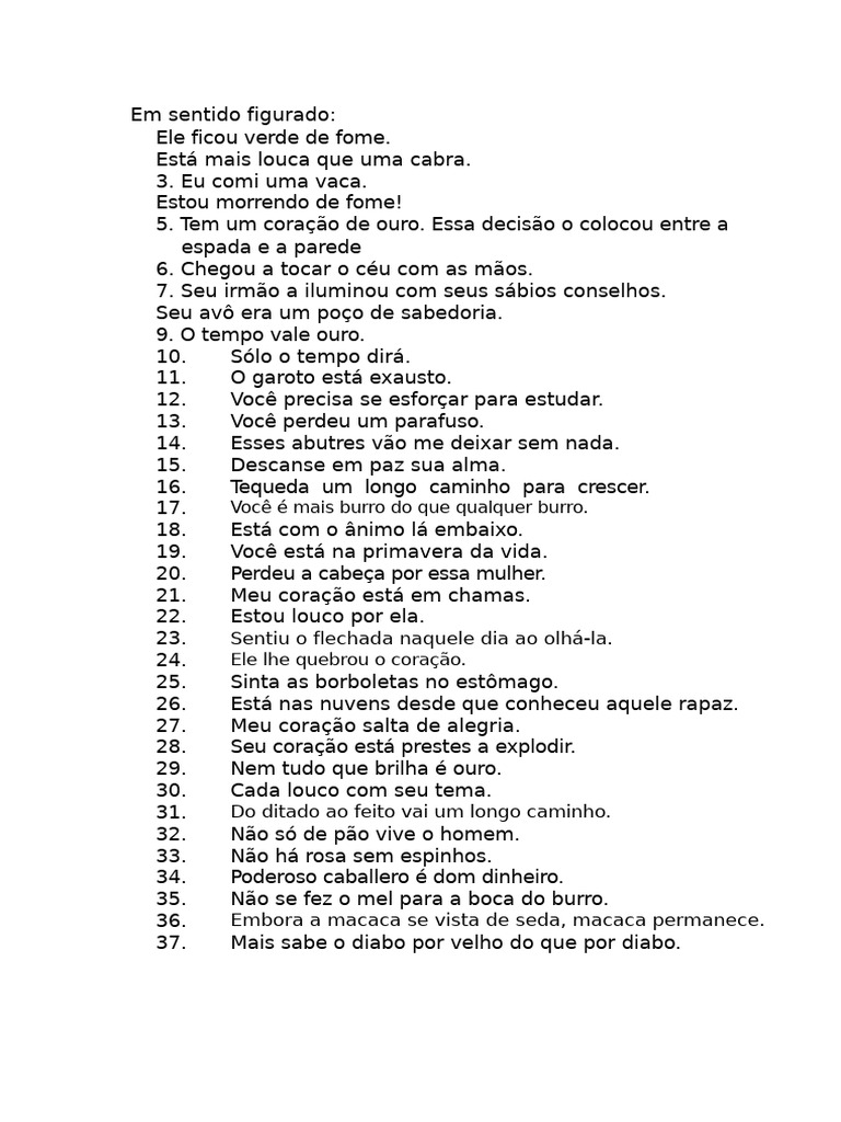 Exemplos de Frases em Sentido Figurativo | PDF