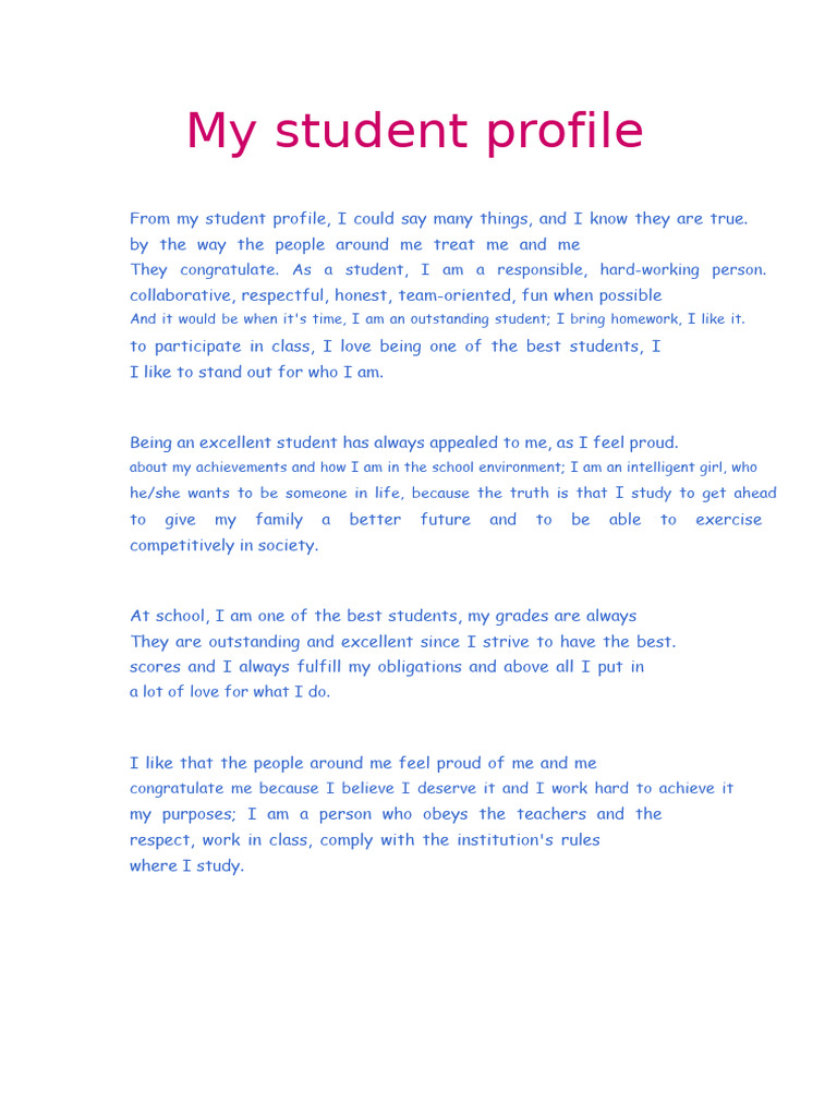 Outstanding Student Profile Summary | PDF
