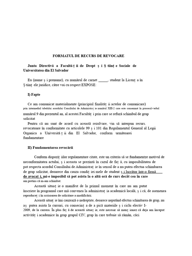 Format de Cerere de Revocare | PDF