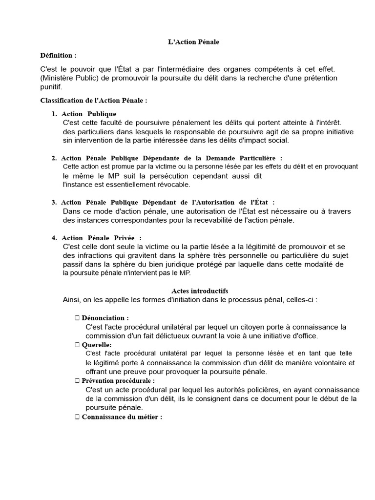 Comprendre l'Action Pénale et ses Types | PDF | Crimes | Crime et violence