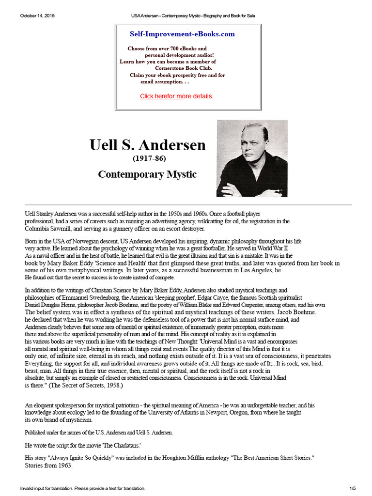 Uell S. Andersen: Mystic & Author | PDF | Mysticism | Mind