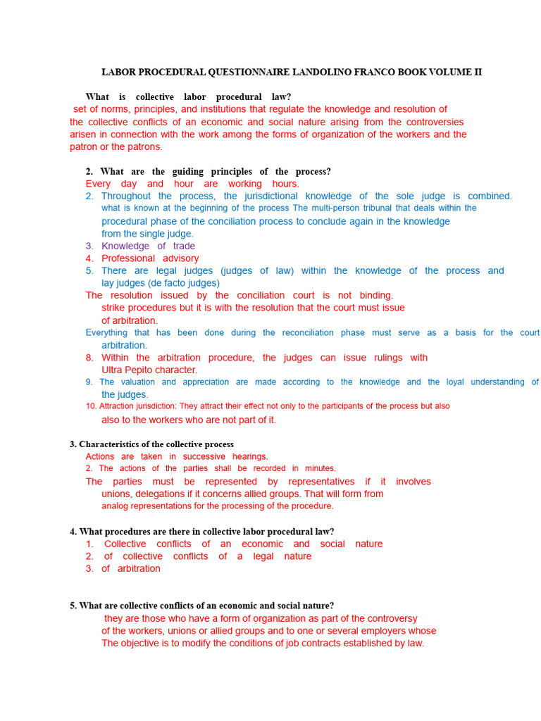 Labor Procedural Questionnaire Landelino Franco Book Volume Ii Up To ...