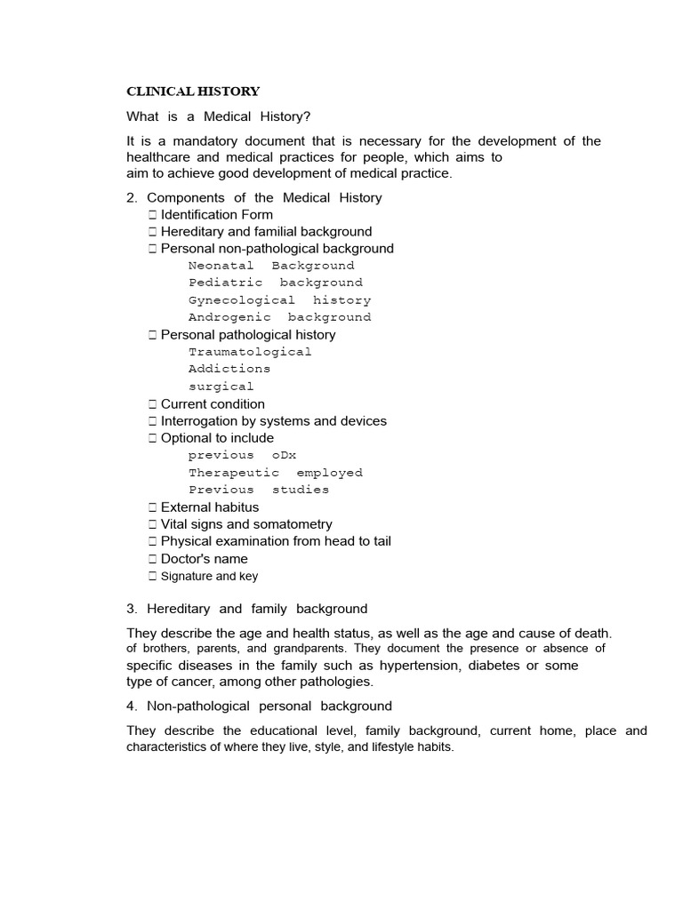 Essential Components of Medical History | PDF | Medical Specialties ...