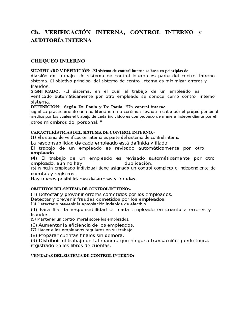 Capítulo 5 Control Interno | PDF | Auditoría | Contabilidad