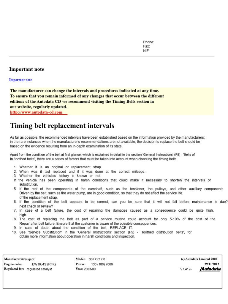 Peugeot 307 CC Timing Belt Guide | PDF | Nut (Hardware) | Engines