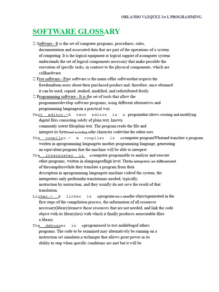 Software Programming Glossary | PDF | Random Access Memory | Dynamic ...