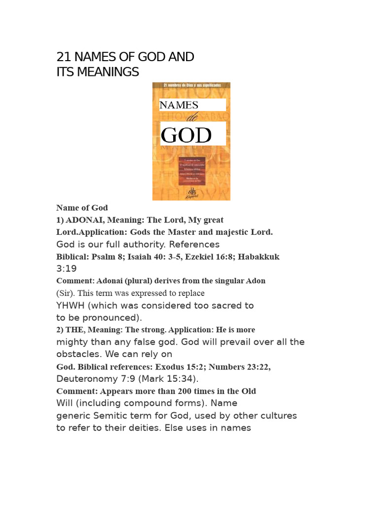21 Names of God and Their Meanings | PDF | Names Of God In Judaism ...