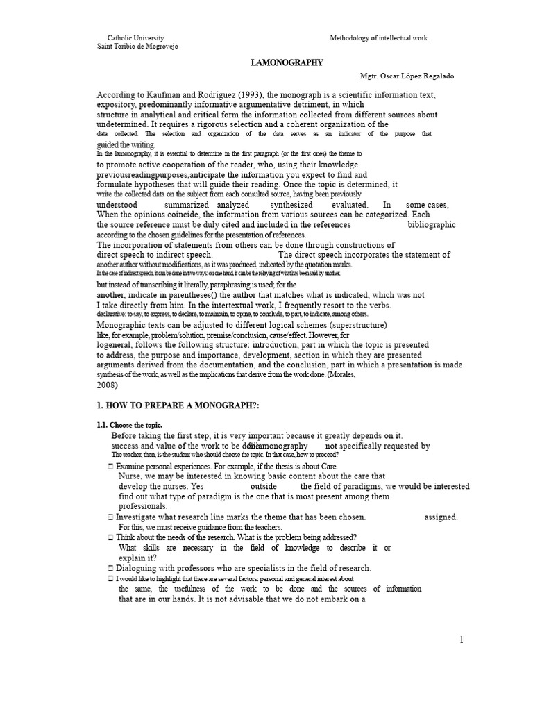 Guide to Writing a Monograph | PDF | Bibliography | Argument