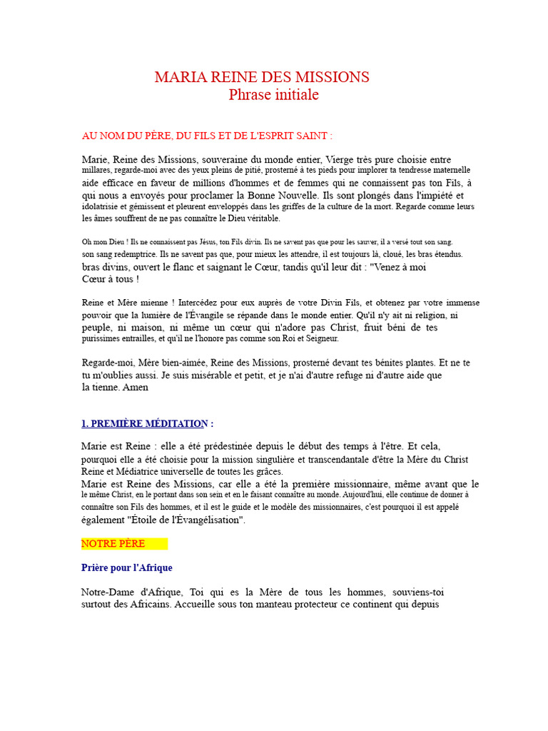 Marie, Reine des Missions et Évangélisation | PDF | Marie, mère de ...