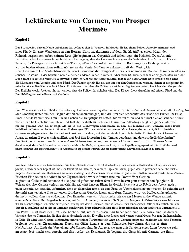 Mérimée (Prosper) - Carmen, Lesehilfe | PDF