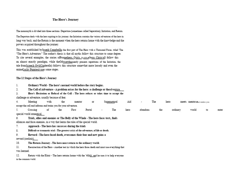 The Hero's Journey Framework | PDF | Hero | Mythography